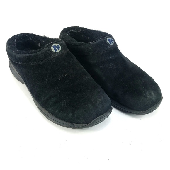 Merrell Shoes - Merrell Primo Chill Slides Black Suede & Fur 8.5
